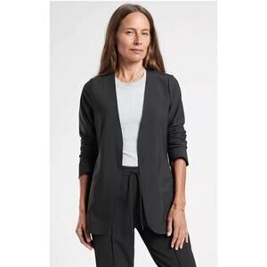 Athleta Avenue Blazer Women's Size 12 Black Snap Button Athleisure Travel